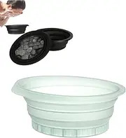 Portable Ice Bath Bowl for Face Silicone Foldable Ice Facial Washbasin with with Built-in Ice Tray for Acne Relief, Pore Minimizing & Glowing Skin | Cold Therapy for Home, Travel & Parties(Green)