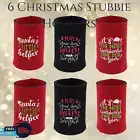 6x Christmas Stubby Stubbie Holders Beer Bottle Drink Can Cooler Xmas Stubbie
