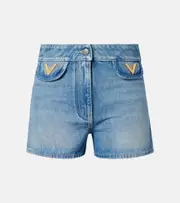 [Valentino] Valentino VGold mid-rise denim shorts AU 16 blue