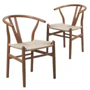 NNEDSZ Natural Hans Wegner Replica Wishbone Chairs (Set of 2)