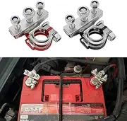 deemars 2PCS Battery Terminal Connectors, Battery Cable Terminals, Universal 12V Post Wire Clamp Connector, Car 3 Way Positive and Negative Poles Top Post Cable Clamp Ends for Most Vehicles