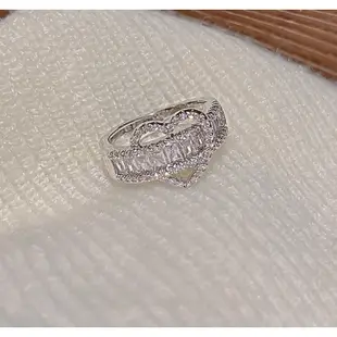 【戒指】韓國時尚 精緻璀璨 鋯石鏤空愛心桃心戒指 開口指 PinkParty❤韓系飾品