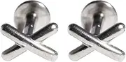 [Niaspi] 2Pcs 16G Cross Lip Rings 316L Stainless Steel Labret Jewelry Minimalist Cross Cartilage Flat Back Stud Earrings Internally Threaded Helix Tragus Conch Piercing Jewelry 6 8 10mm