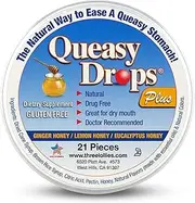 Queasy Drops Plus Honey & Pectin Nausea Relief (Chemo, Motion Sickness and Dry Mouth) Drug Free & Gluten Free 3 Flavors: Ginger Honey, Lemon Honey & Eucalyptus Honey 21 Drops
