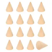 Wood Cone Ring Holder, 16 Pcs Finger Jewelry Display Stand, Wood Color (25x20mm)