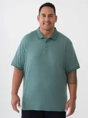 Big Mens Poly Textured Polo Top Green
