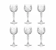 Neman hand-made 300ml (10 oz) Glassworks, Cut Crystal Wine Glasses Set of 6