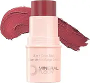 Mineral Fusion 3-in-1 Color Stick, Instant Color Pop and Blush for Cheeks, Creamy Lightweight Formula, Multi-Use Eye, Face, and Lip Makeup, Berry Glow