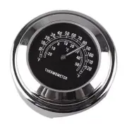 Motorcycle 7/8"& 1" Handlebar Bars Mount Temp Black Dial Thermometer Chrome