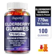 Elderberry Gummies 770mg - with Vitamin C, Echinacea, Propolis - Immune Support