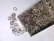 Vtg 100 SILVER COLOR OVAL METAL OPEN RING 7mm #013019l RARE SHAPE