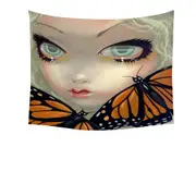 Faces of Faery #57 Girl with Monarch Butterflies Tapestry