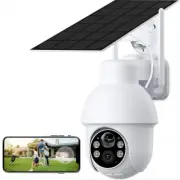 Solar Security Camera 2K 3MP 360° PTZ Outdoor Two Way Audio PIR Motion Detection