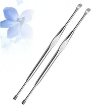 Beatifufu 2Pcs Stainless Steel Spiral Ear Spoon Ear Wax Removal Tool Portable Lightweight Skid Resistant Design for Comfortable Cleaning Essential Home Care Accessory