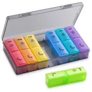 Pill Organizer 2 Times a Day, Large Weekly Pill Box AM PM, 7 Day Pill Case, D...