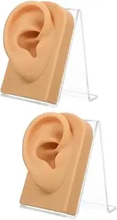 FOMIYES 2 Sets Silicone Ear Model Sturdy Decorative Earring Holder Ideal for Display Ear Cleaning Piercing Practice
