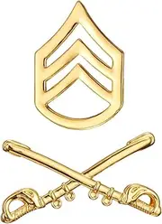 [Xanight] U.S. Army Infantry Cavalry Swords Enlisted Staff Sergeant Chevron Rank Insignia,Brass Crossed Sabers Pin Badge Shoulder Marks,Gold Lapel Pin & Emblem