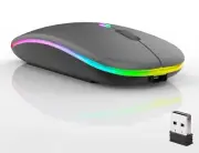 Wireless Bluetooth Mouse,LED Dual Mode Rechargeable Silent Slim Laptop Mouse