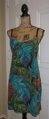 NWT ~ NANETTE LEPORE Peacock Feather Print Sequin SILK Dress SZ 6