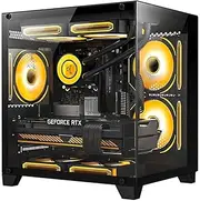 H.E. Gaming PC -AMD Ryzen 7 5700G 3.8 GHz-RTX 4060 8GB-32GB DDR4 RAM-1TB M.2 +1TB SATA SSD-240 Liquid Cooler -WiFi &Bluetooth -RGB Fans-Windows 11 Pro Desktop Computer-Black