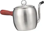 DINHEAROM 1pc Stainless Steel Mouth Coffee Kettle Wooden Handle for Home Brewing Capacity for Kitchen Office and Cafe Use and Stylish Design