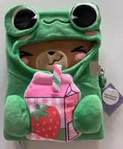 Kids Bear w/Frog Hoodie Plush Journal Diary w/Strwbry Milk Lock w/Keys Claire’s