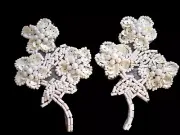 1 pair SequinedFlower and Beads Applique Patches 3 1/4"x 2 1/2""
