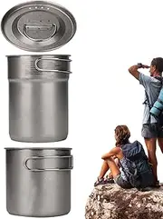 Rrlihjgu Camping Cookware Pot | 2X Outdoor Cookware Stainless Steel Camp Pot - Outside Survival Equipment, Portable Meal Prep Tool for Yard, Backpacking, Hiking, Mountaineering