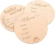 ANDRESLAD 3pcs Name Announcement Sign Milestone Cards for Newborns Classic Wooden Growth Commemorative Boards Present for Parents