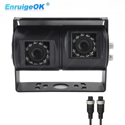 4PIN Motorhome Van Dual Twin Reversing Rear View Parking Assist Backup Camera