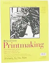Strathmore 300 Series Printmaking Paper Pad, Glue Bound, 11x14 inches, 30 Sheets (120g) - Artist Paper for Adults and Students - Block Printing, Linocut, Screen Printing, White