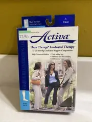 Activa 15-20 mmHg Sheer Therapy Knee High Socks with Closed Toe, White, Size A