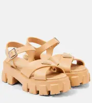 [Prada] Prada Monolith platform sandals AU 8 beige
