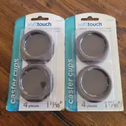 Set of 2- SoftTouch 4-Pack 1-11/16-in Walnut Smooth Caster Cups