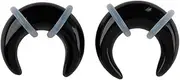 [Pierced Owl] Black Obsidian Stone Pincher Taper Plugs with O Rings, Sold as a Pair