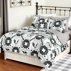 Full/Queen Farmhouse Quilt Set French Country Rooster Fram Patchwork Quilt Set