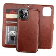 Compatible with iPhone 12 & iPhone 12 Pro Wallet Case with Card Holder Brown