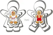 Gingerbread Man and Gingerbread Woman Cookie Cutters for Christmas,Set of 6 pcs Stainless Steel Boys and Girls Shape Fondant Biscuit Cake Baking Cutter Molds for Family/Valentine's Day/Lovers/Wedding