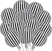 12 Pcs Black and White Striped Balloons, Black and White Balloons for Birthday Party Baby Shower Halloween Decorations Supplies