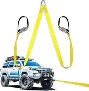 2" x 6' V Bridle Tow Strap with Snap Hooks Sleeve Axle Strap and D Ring Middle Capacity Straps for Car Towing Reinforced Webbing for Car Towing Rollback Flat Bed Tow Truck