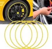 Wheel Rim Protector(Set of 4), 15-22 Inch Car Rim Guard, Universal Rim Guard Trim Rings, Curb Rash Prevention, Self Adhesive, Easy Installation, Car Wheel Rim Protectors Guard,21in,Yellow