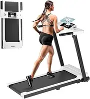ZCMHAXJ Walking Pad Treadmill 300 lb Capacity, 3.0 HP LED Display Foldable Compact Running Treadmill for Home Office Small Spaces (Off-White)