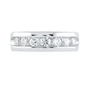 14k White Gold Machine Set Round Diamond Wedding Channel Band Ring 1-1/2 Cttw