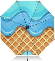 [RPLIFE] Compact Umbrella, Umbrellas for Rain Windproof, Automatic Open/close, Compact Size for Women Backpacks/Handbags, Waffle Splash Blue