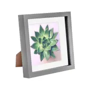 Nicola Spring Acrylic 3D Box Photo Frame with 6" x 6" Mount - 8" x 8" - Grey