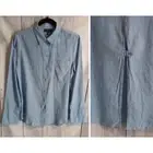 TopShop NEW Light Blue Chambray Button-Up Shirt Buttoned Split Back Detail US 6