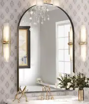 Arched Mirror, Arched Wall Mirror, 20 X 30 Inch Black Arch Mirror, Metal Frame B