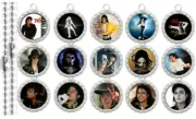 15 Michael Jackson Anniversary Silver Flat Bottle Cap Necklaces Set 2!