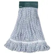 Boardwalk Mop Head, Floor Finish, Wide, Rayon/Polyester, Medium, White/Blue, 12/
