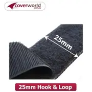 25mm Hook and Loop - Black Fastening System (Per Metre)
